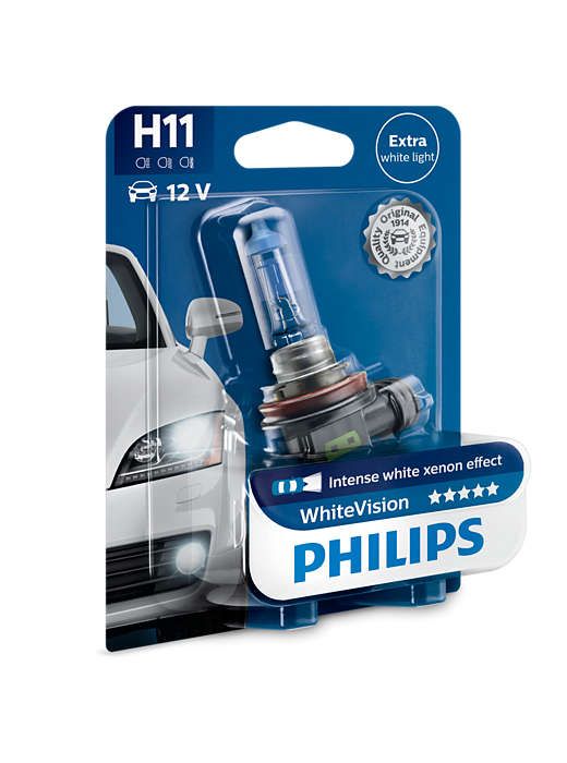 Philips H11 White Vision mit Xenon Effekt Halogen Lampe 12V, H11 Birne, Auto Halogenlampen, Autolampen