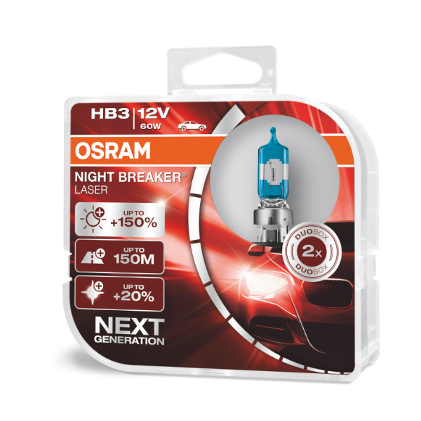Osram HB3 9005NL Halogen Lampen Night Breaker Laser +150% Duo Box