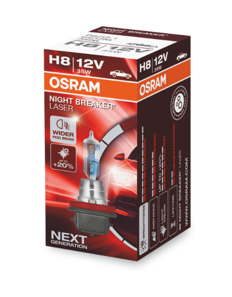 OSRAM H8 12V 35W NIGHT BREAKER® LASER +150% mehr Helligkeit Set - 2 Stück