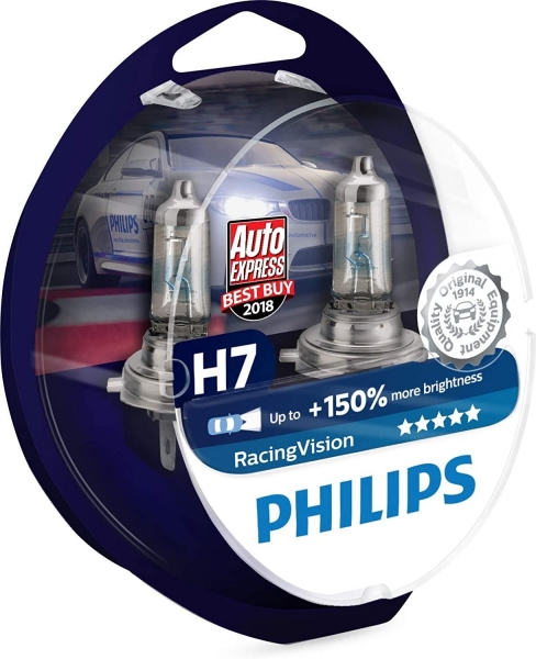 Philips H7 12972RVS2 RacingVision +150% Halogen Scheinwerferlampen Duo-Box (2 Stück)