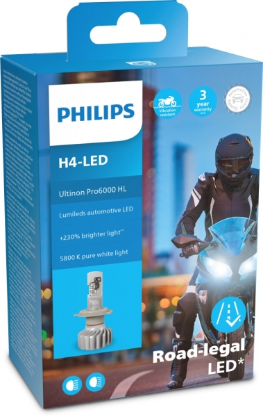 Philips H4 Ultinon Pro6000 HL Boost Moto (mit Straßenzulassung*)