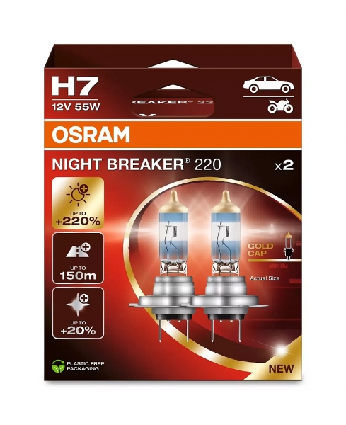 Osram H7 Night Breaker 220 Halogen Lampen Duo-Box (2 Stück)