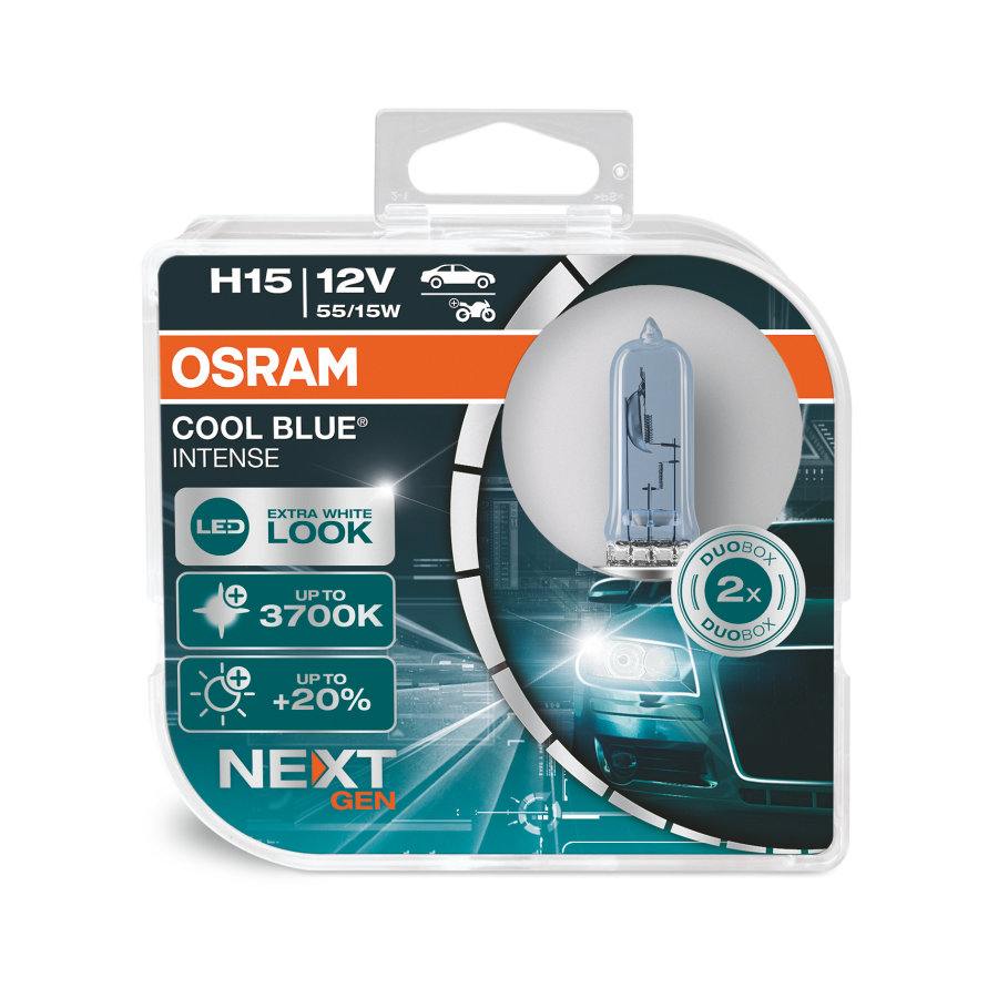 Osram H15 Cool Blue Intense (NEXT GEN) Halogen Lampen Duo-Box (2 Stück)  64176CBN-HCB
