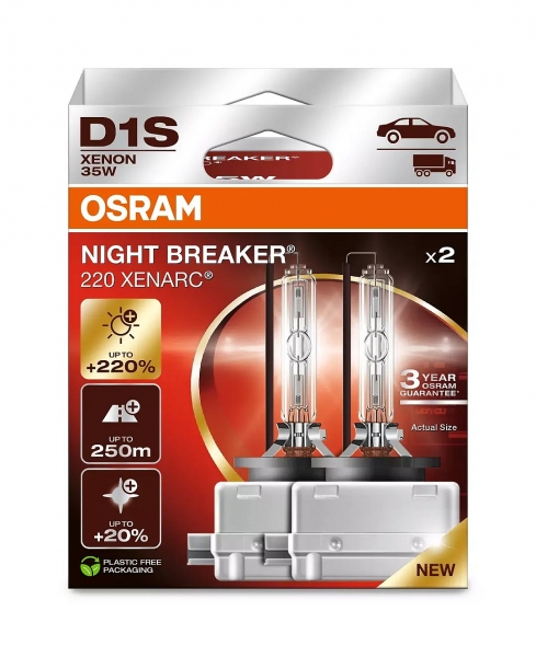 Osram D1S Night Breaker 220 Xenon Scheinwerferlampen +220% Duo Box (2 Stück)