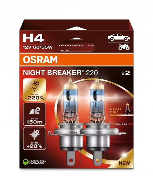 Osram H4 Night Breaker 220 Halogen Lampen Duo Box